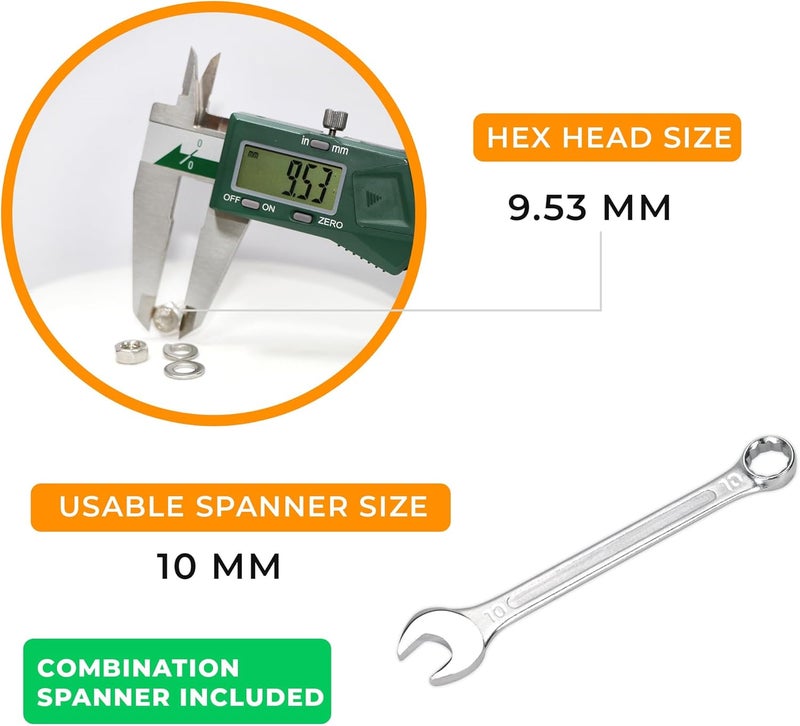 Duravel 15-Piece Stainless Steel Nuts and Bolts Set with Combination Spanner - Image 2